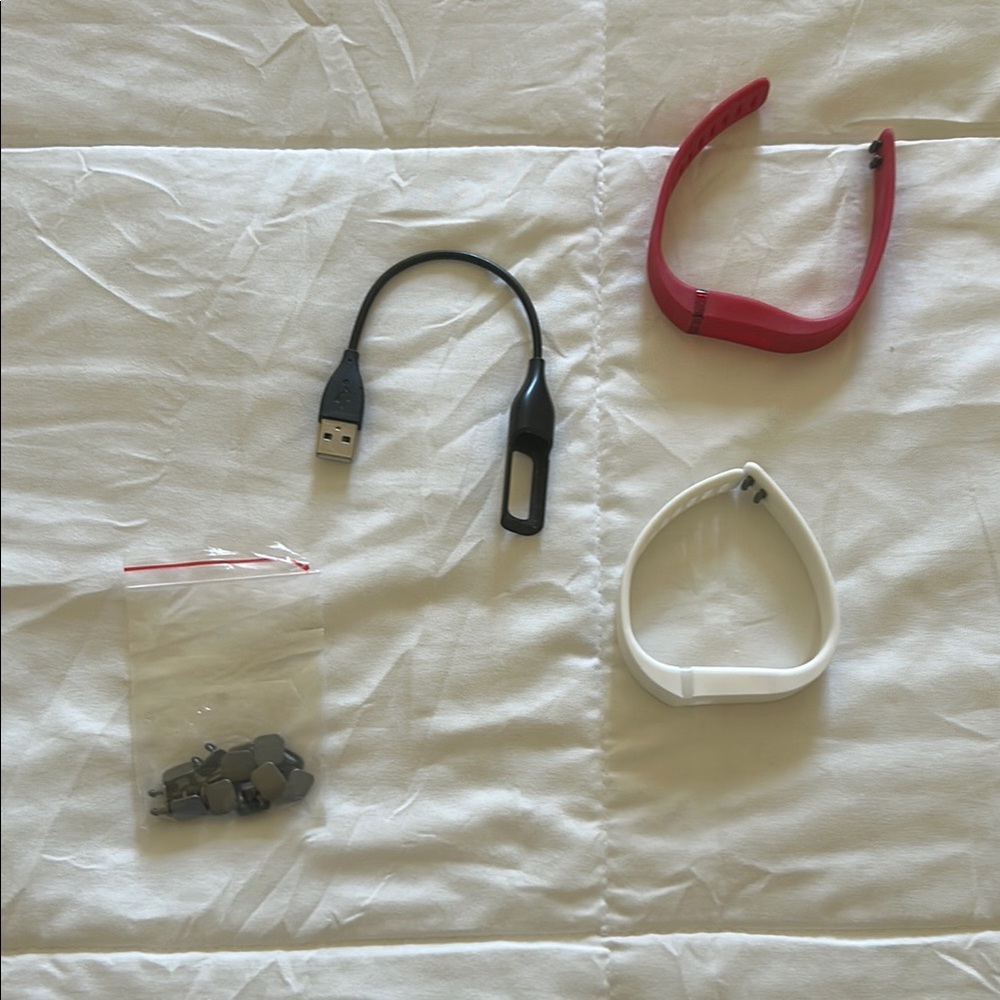 Red and White Bands for Fitbit Flex with USB Charger. Fitbit not included.